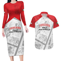 Personalized Italy Tuscany Couples Matching Long Sleeve Bodycon Dress and Hawaiian Shirt Toscana Wine Club - Wonder Print Shop