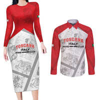 Personalized Italy Tuscany Couples Matching Long Sleeve Bodycon Dress and Long Sleeve Button Shirt Toscana Wine Club - Wonder Print Shop