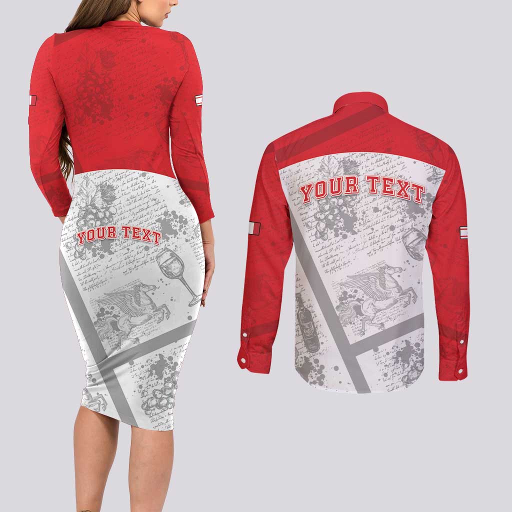 Personalized Italy Tuscany Couples Matching Long Sleeve Bodycon Dress and Long Sleeve Button Shirt Toscana Wine Club - Wonder Print Shop