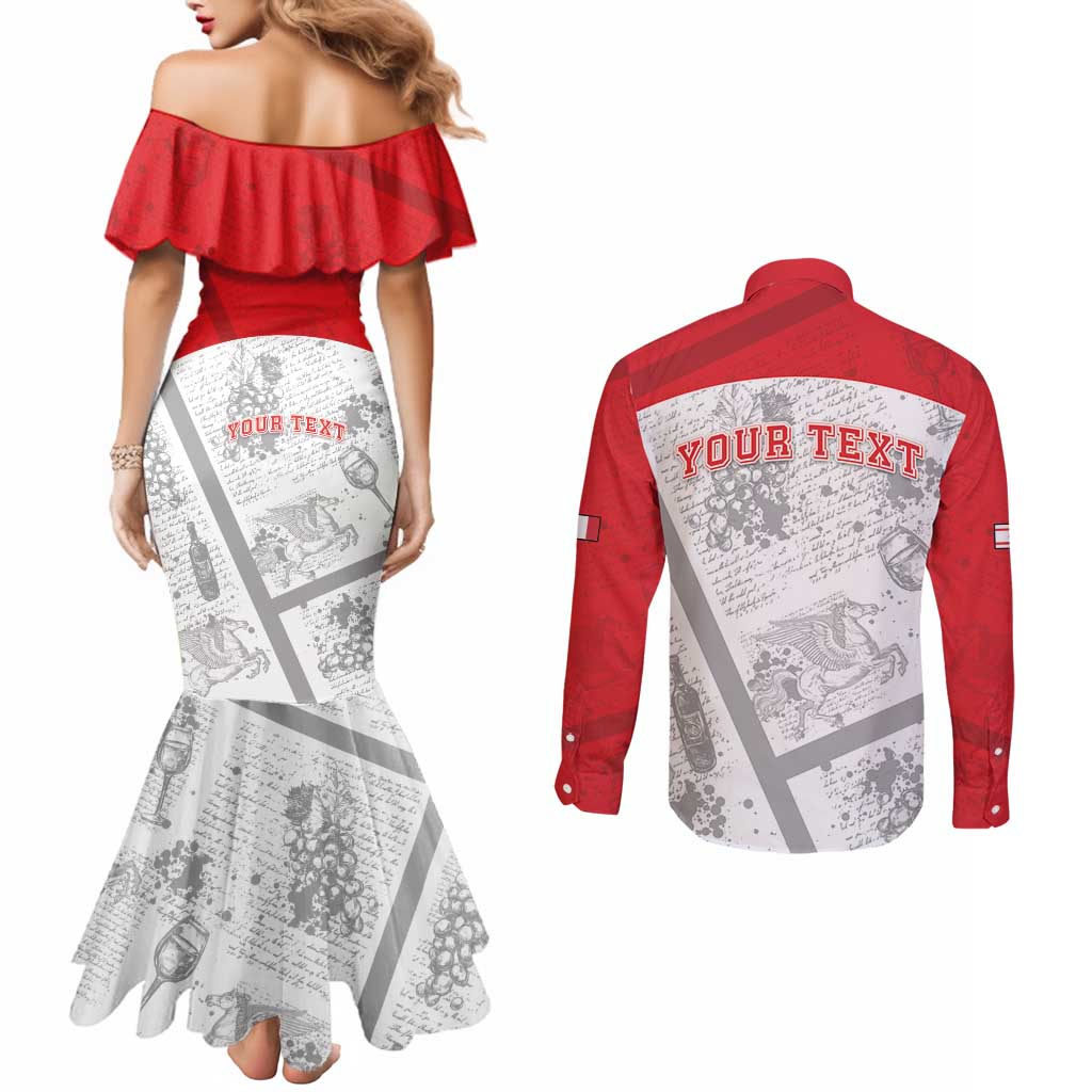 Personalized Italy Tuscany Couples Matching Mermaid Dress and Long Sleeve Button Shirt Toscana Wine Club - Wonder Print Shop