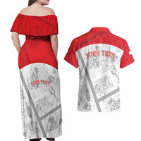 Personalized Italy Tuscany Couples Matching Off Shoulder Maxi Dress and Hawaiian Shirt Toscana Wine Club - Wonder Print Shop