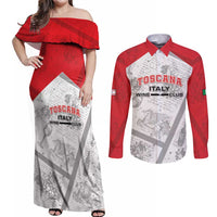 Personalized Italy Tuscany Couples Matching Off Shoulder Maxi Dress and Long Sleeve Button Shirt Toscana Wine Club - Wonder Print Shop