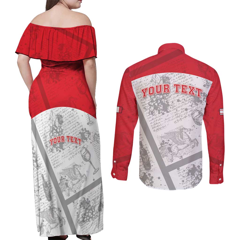 Personalized Italy Tuscany Couples Matching Off Shoulder Maxi Dress and Long Sleeve Button Shirt Toscana Wine Club - Wonder Print Shop
