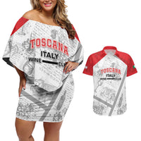 Personalized Italy Tuscany Couples Matching Off Shoulder Short Dress and Hawaiian Shirt Toscana Wine Club - Wonder Print Shop