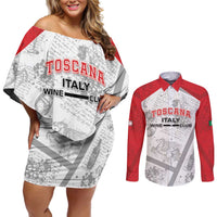 Personalized Italy Tuscany Couples Matching Off Shoulder Short Dress and Long Sleeve Button Shirt Toscana Wine Club - Wonder Print Shop