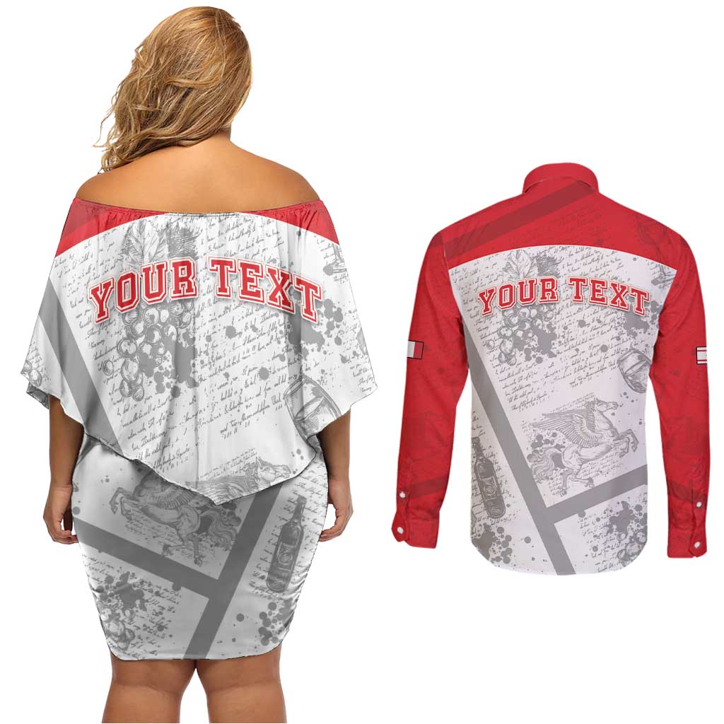 Personalized Italy Tuscany Couples Matching Off Shoulder Short Dress and Long Sleeve Button Shirt Toscana Wine Club - Wonder Print Shop