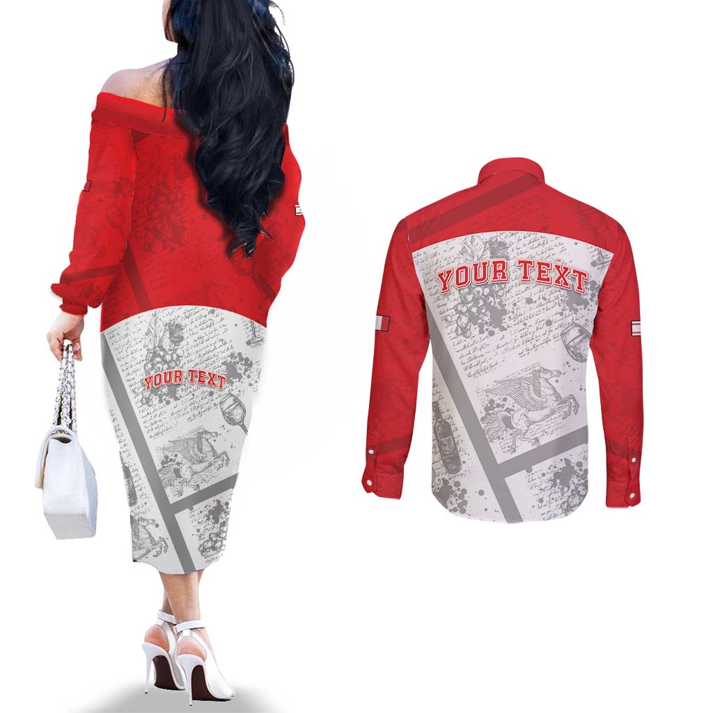 Personalized Italy Tuscany Couples Matching Off The Shoulder Long Sleeve Dress and Long Sleeve Button Shirt Toscana Wine Club - Wonder Print Shop