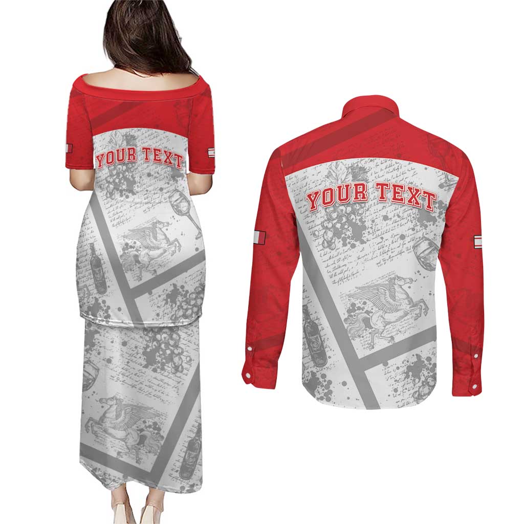 Personalized Italy Tuscany Couples Matching Puletasi and Long Sleeve Button Shirt Toscana Wine Club - Wonder Print Shop
