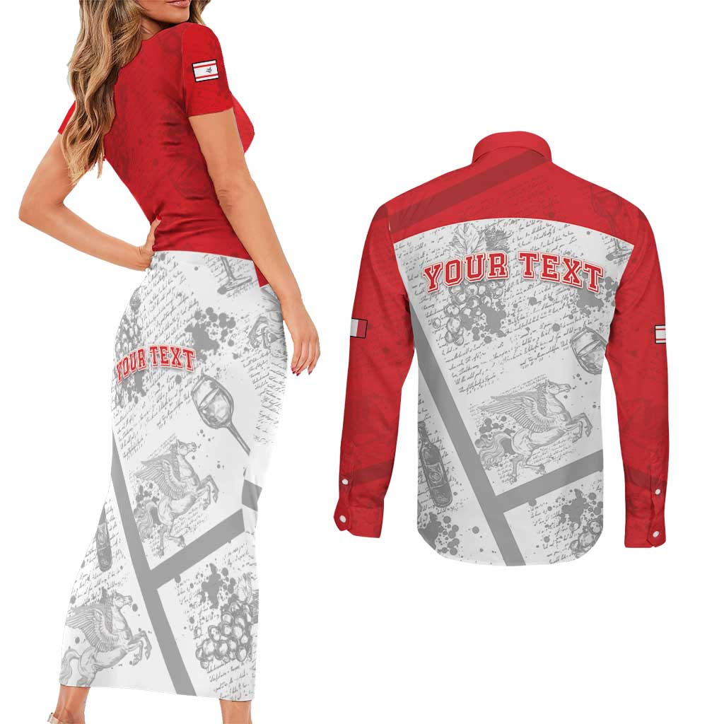 Personalized Italy Tuscany Couples Matching Short Sleeve Bodycon Dress and Long Sleeve Button Shirt Toscana Wine Club - Wonder Print Shop