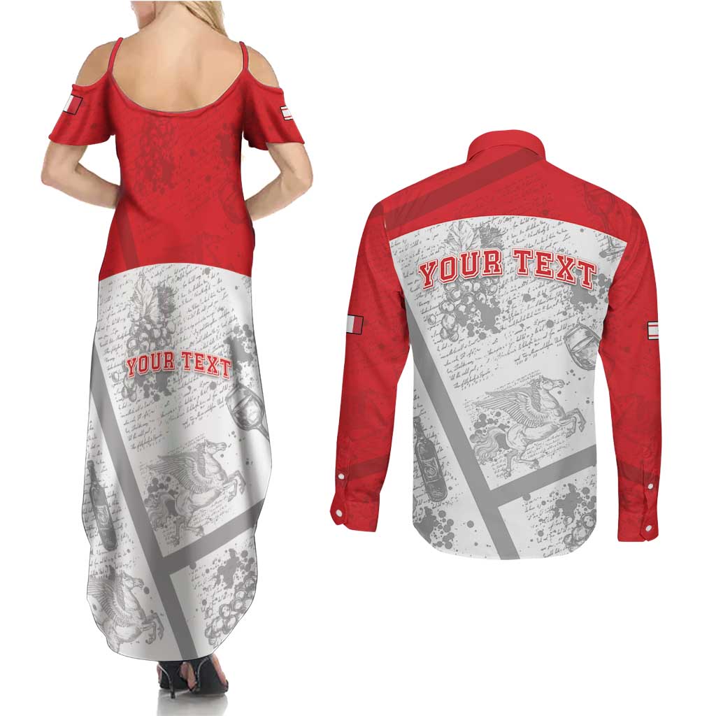 Personalized Italy Tuscany Couples Matching Summer Maxi Dress and Long Sleeve Button Shirt Toscana Wine Club - Wonder Print Shop