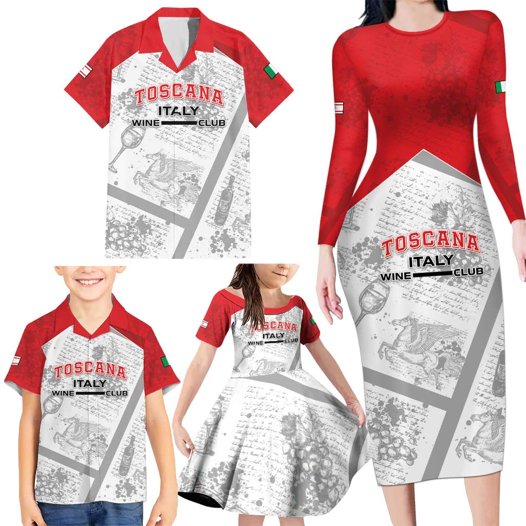 Personalized Italy Tuscany Family Matching Long Sleeve Bodycon Dress and Hawaiian Shirt Toscana Wine Club - Wonder Print Shop