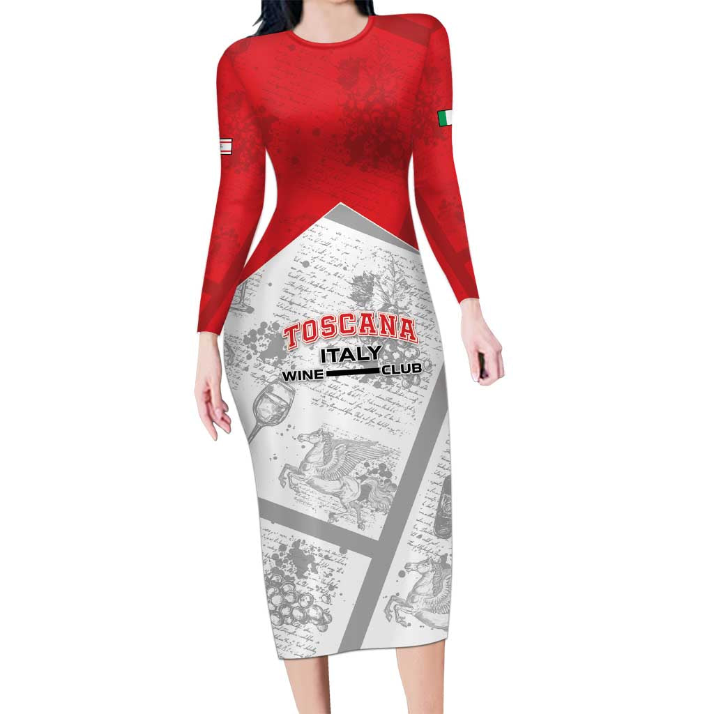 Personalized Italy Tuscany Family Matching Long Sleeve Bodycon Dress and Hawaiian Shirt Toscana Wine Club - Wonder Print Shop