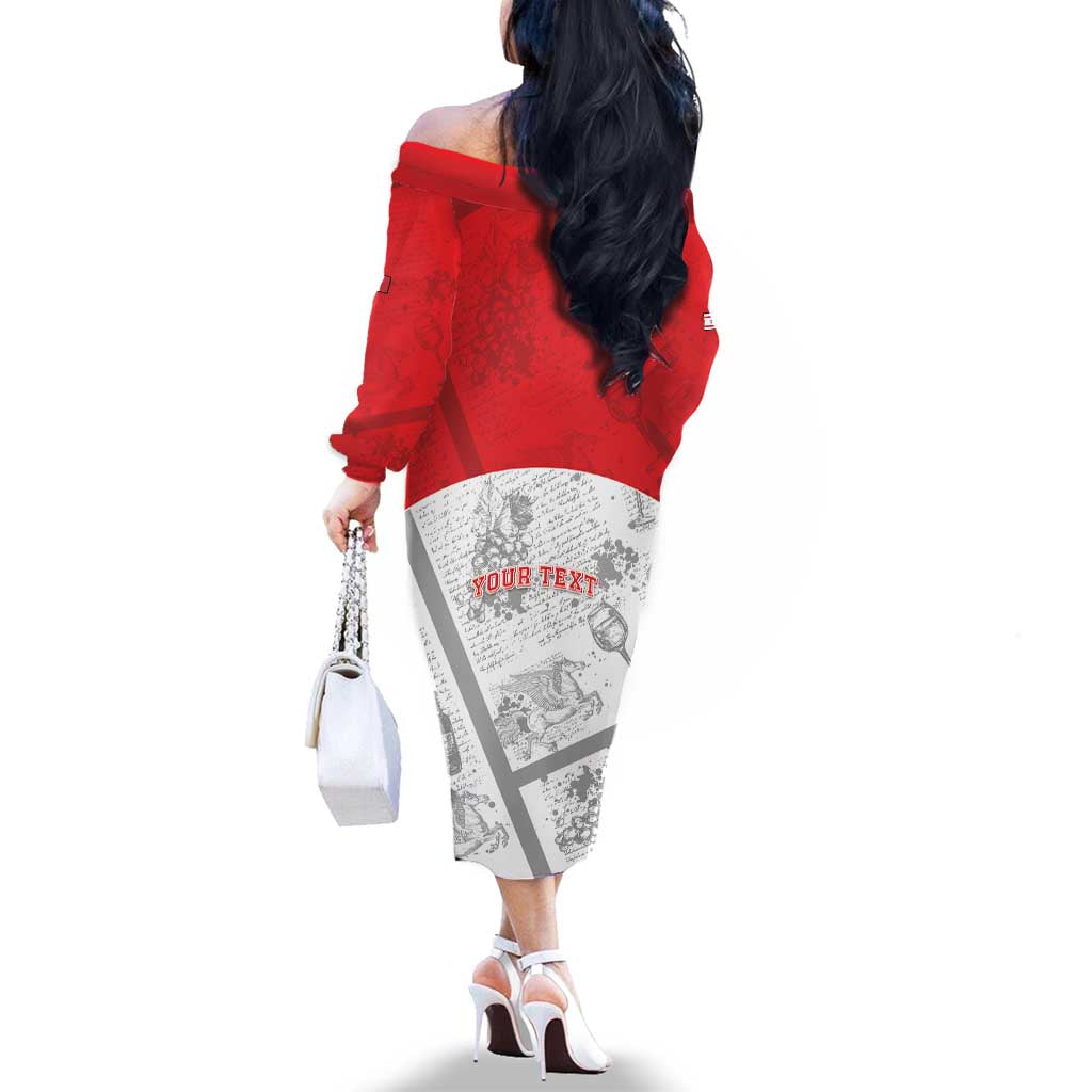 Personalized Italy Tuscany Family Matching Off The Shoulder Long Sleeve Dress and Hawaiian Shirt Toscana Wine Club - Wonder Print Shop