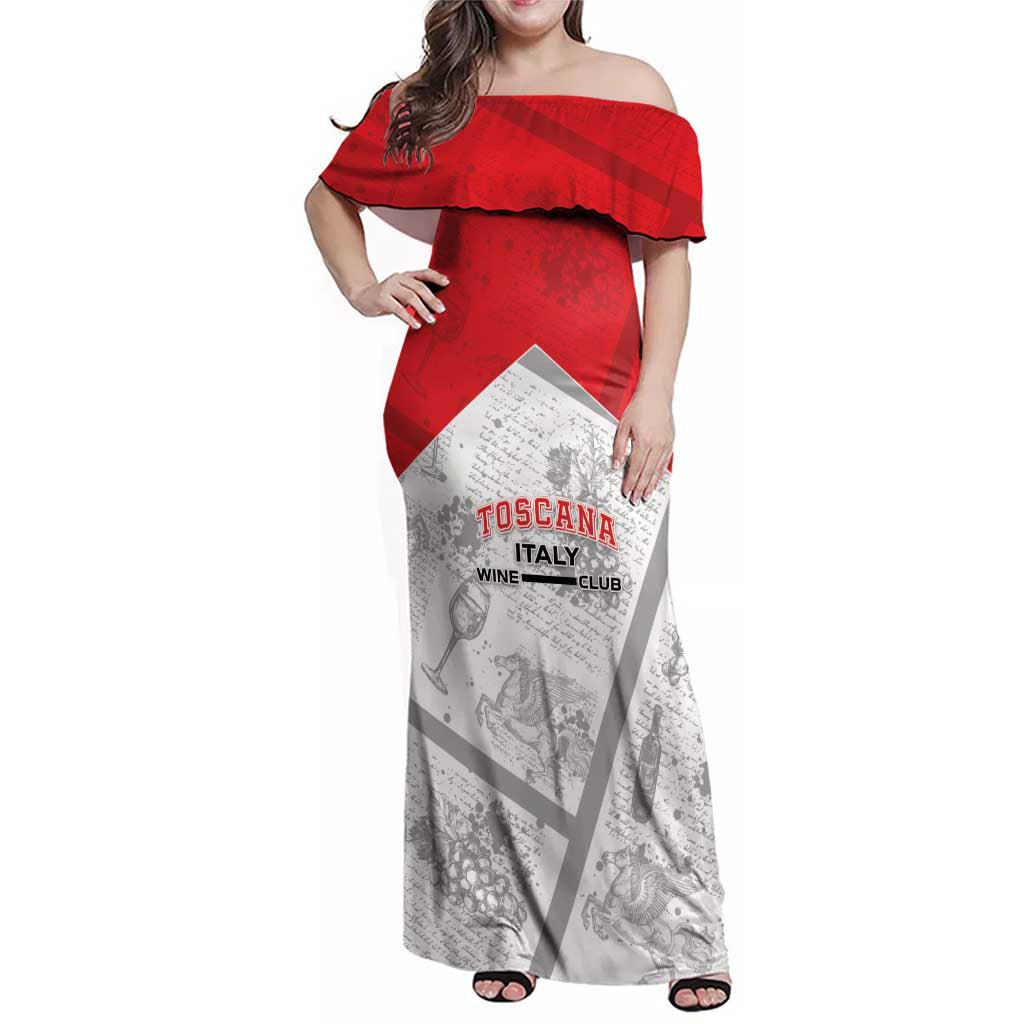 Personalized Italy Tuscany Family Matching Off Shoulder Maxi Dress and Hawaiian Shirt Toscana Wine Club - Wonder Print Shop