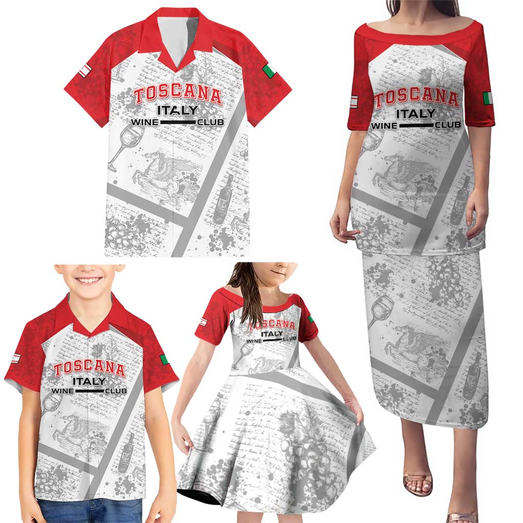 Personalized Italy Tuscany Family Matching Puletasi and Hawaiian Shirt Toscana Wine Club - Wonder Print Shop