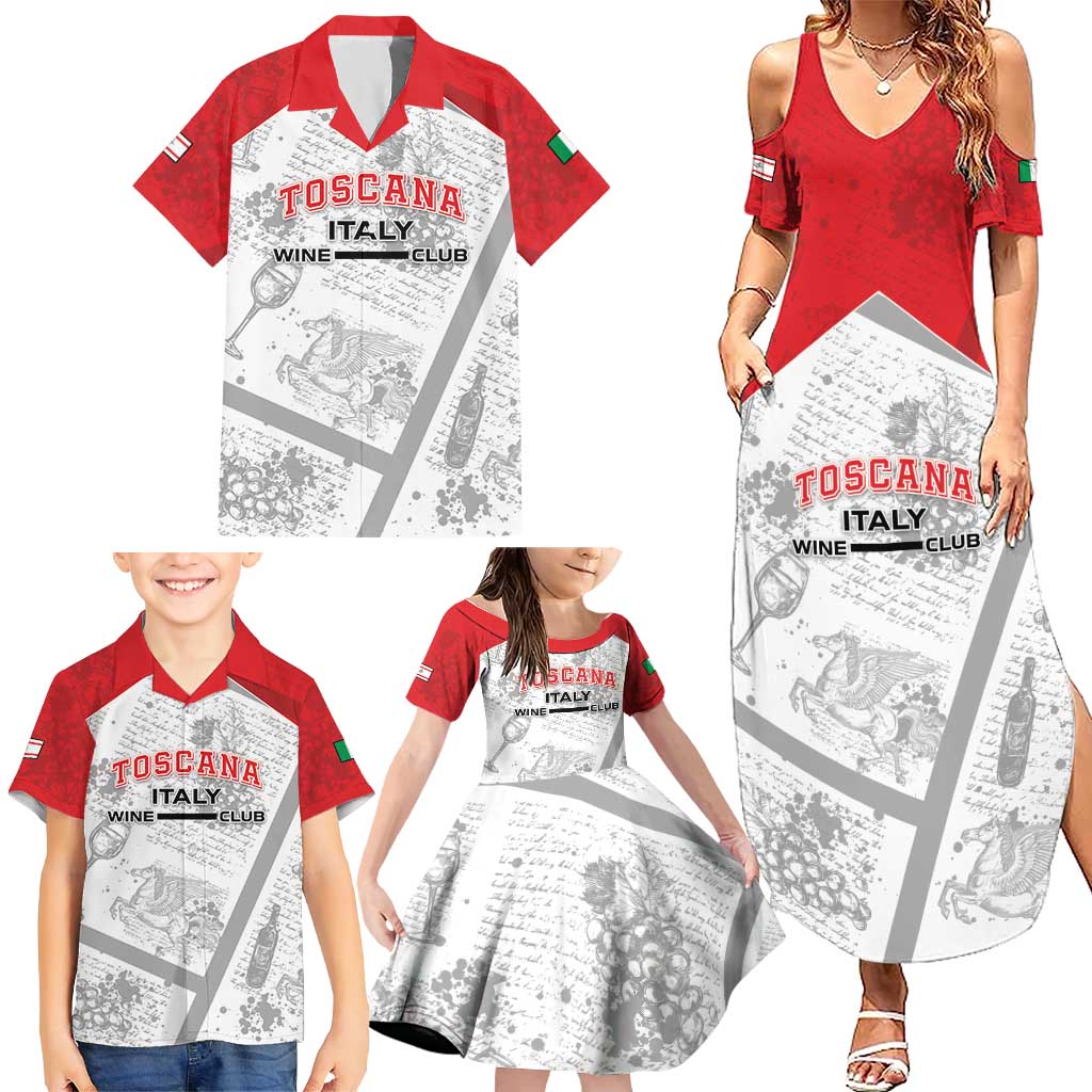 Personalized Italy Tuscany Family Matching Summer Maxi Dress and Hawaiian Shirt Toscana Wine Club - Wonder Print Shop