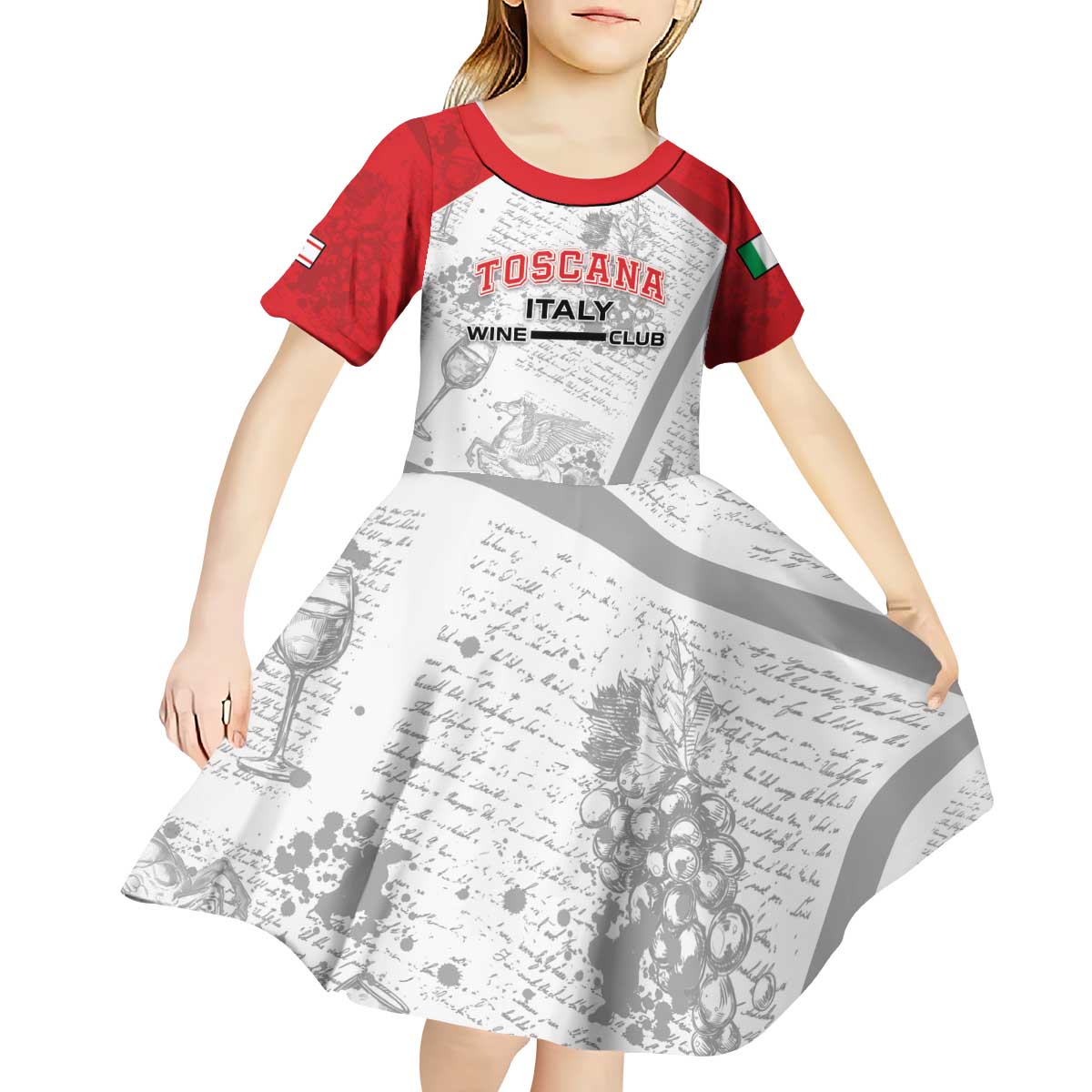 Personalized Italy Tuscany Kid Short Sleeve Dress Toscana Wine Club - Wonder Print Shop