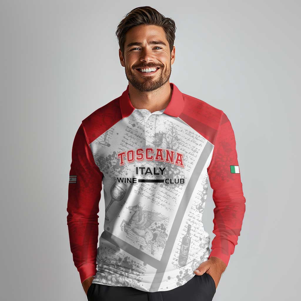 Personalized Italy Tuscany Long Sleeve Polo Shirt Toscana Wine Club - Wonder Print Shop