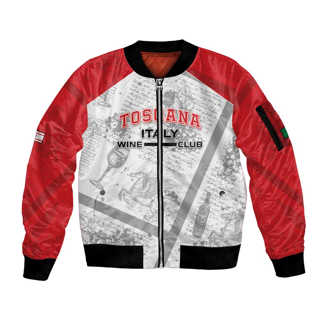 Personalized Italy Tuscany Sleeve Zip Bomber Jacket Toscana Wine Club - Wonder Print Shop