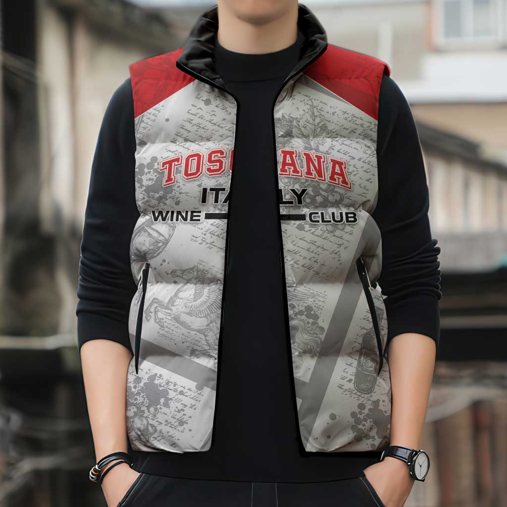 Personalized Italy Tuscany Sleeveless Puffer Jacket Toscana Wine Club - Wonder Print Shop