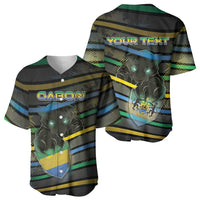 Personalized Gabon Baseball Jersey Panther Strike Striped Style