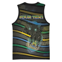 Personalized Gabon Basketball Jersey Panther Strike Striped Style