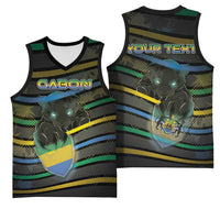 Personalized Gabon Basketball Jersey Panther Strike Striped Style