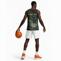 Personalized Gabon Basketball Jersey Panther Strike Striped Style