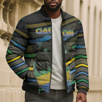 Personalized Gabon Bomber Puffer Jacket Panther Strike Striped Style