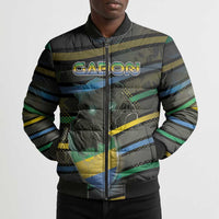Personalized Gabon Bomber Puffer Jacket Panther Strike Striped Style