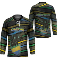 Personalized Gabon Hockey Jersey Panther Strike Striped Style