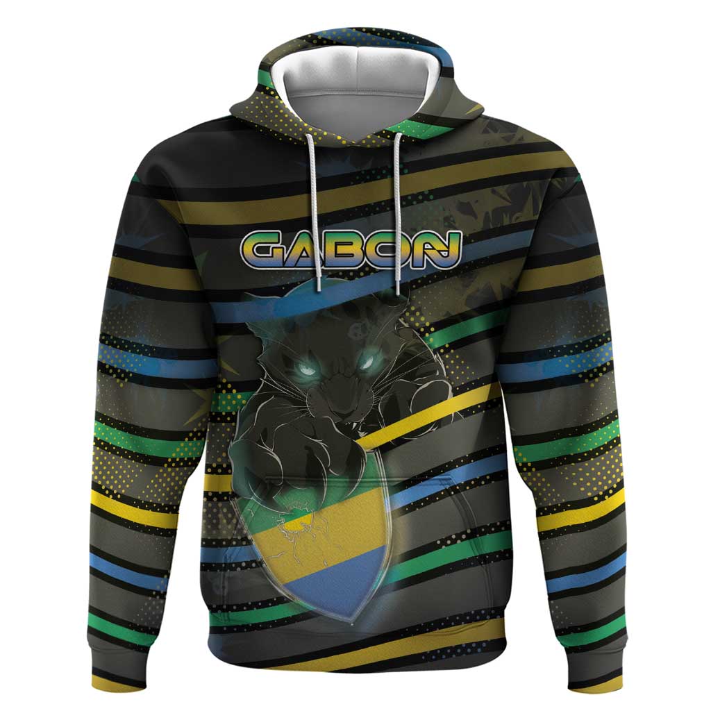 Personalized Gabon Hoodie Panther Strike Striped Style