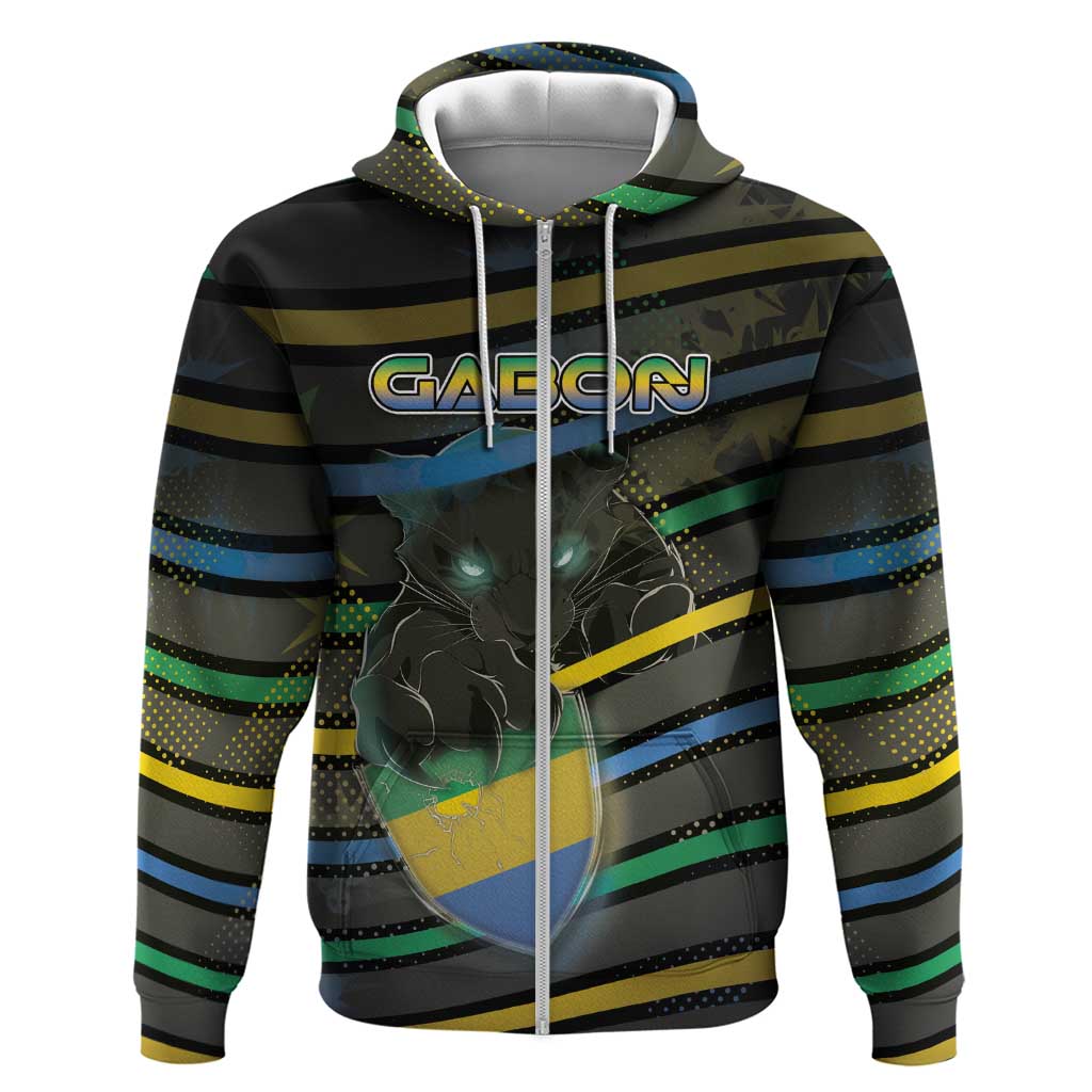 Personalized Gabon Hoodie Panther Strike Striped Style