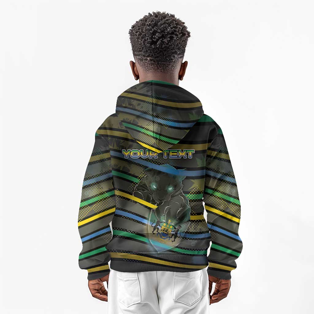 Personalized Gabon Kid Hoodie Panther Strike Striped Style