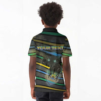 Personalized Gabon Kid Polo Shirt Panther Strike Striped Style