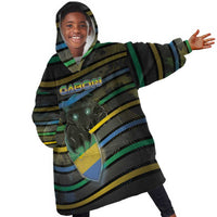 Personalized Gabon Kid Wearable Blanket Hoodie Panther Strike Striped Style