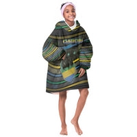 Personalized Gabon Kid Wearable Blanket Hoodie Panther Strike Striped Style