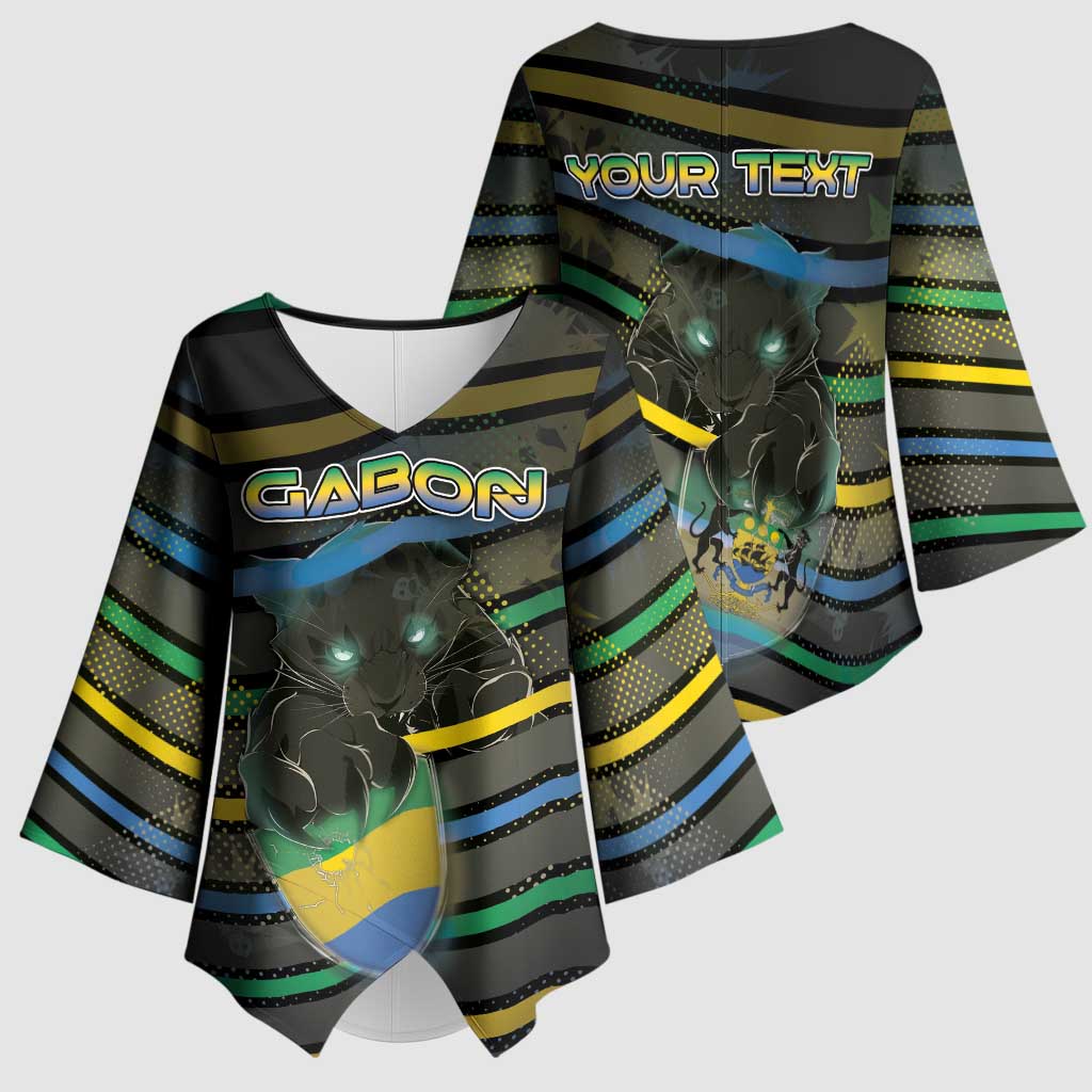 Personalized Gabon Kimono Sleeve Blouse Panther Strike Striped Style