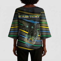 Personalized Gabon Kimono Sleeve Blouse Panther Strike Striped Style