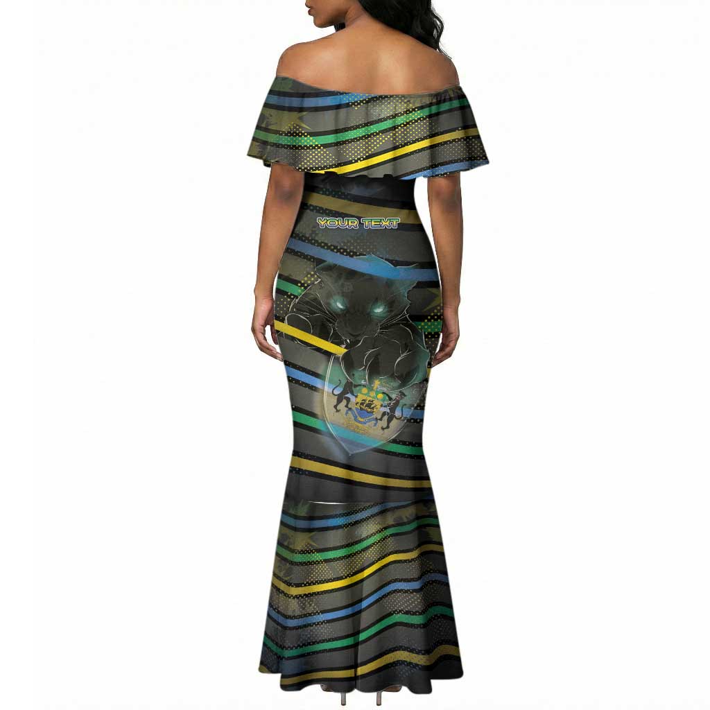Personalized Gabon Mermaid Dress Panther Strike Striped Style