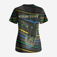 Personalized Gabon Scrub Top Panther Strike Striped Style