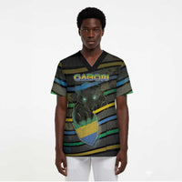 Personalized Gabon Scrub Top Panther Strike Striped Style