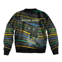 Personalized Gabon Sleeve Zip Bomber Jacket Panther Strike Striped Style