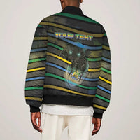 Personalized Gabon Sleeve Zip Bomber Jacket Panther Strike Striped Style