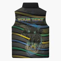 Personalized Gabon Sleeveless Puffer Jacket Panther Strike Striped Style