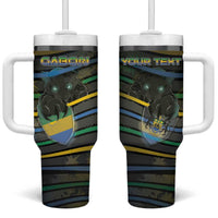 Personalized Gabon Tumbler With Handle Panther Strike Striped Style