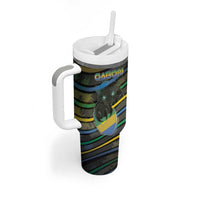 Personalized Gabon Tumbler With Handle Panther Strike Striped Style