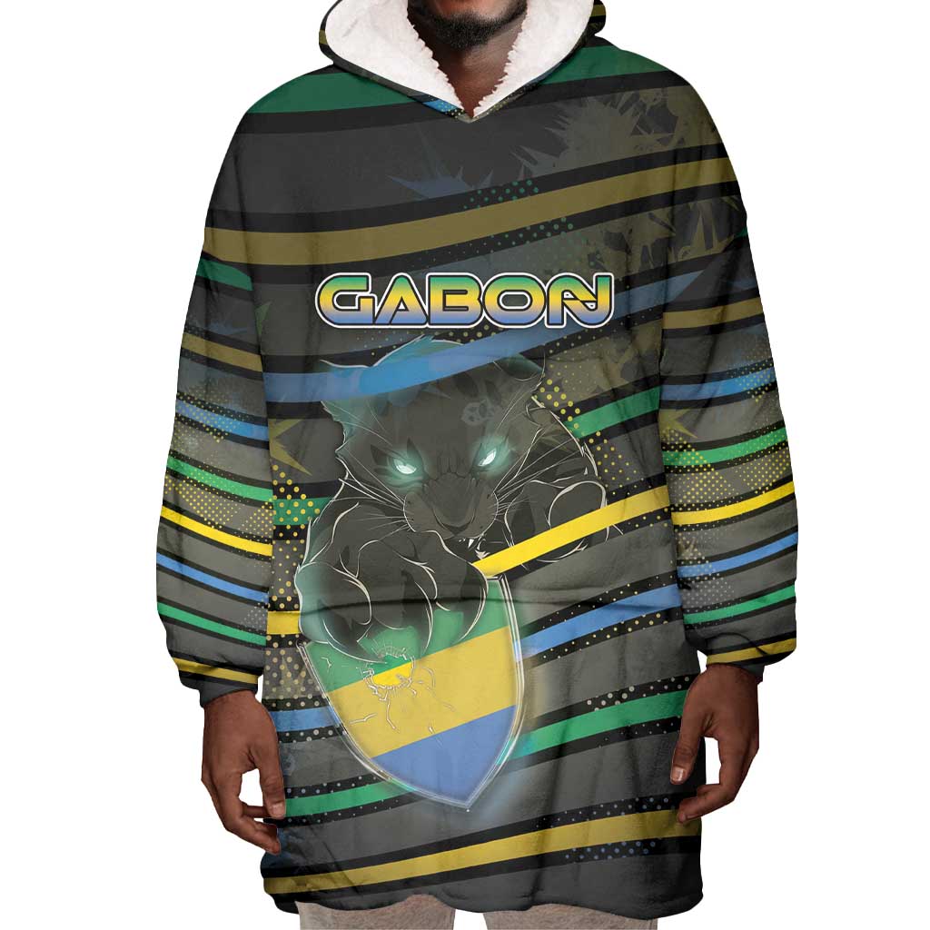 Personalized Gabon Wearable Blanket Hoodie Panther Strike Striped Style