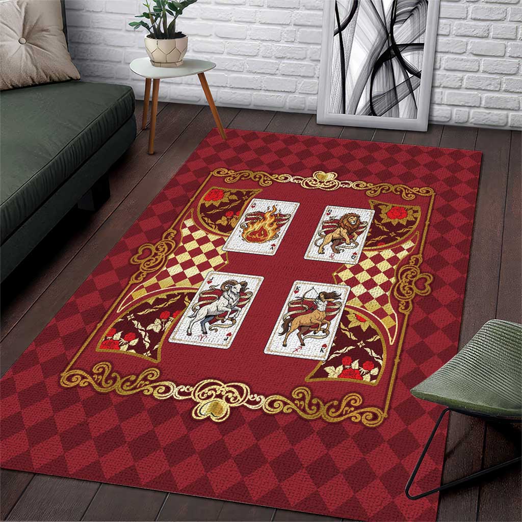 Zodiac Signs Area Rug The Fire Element Baroque Hearts Card