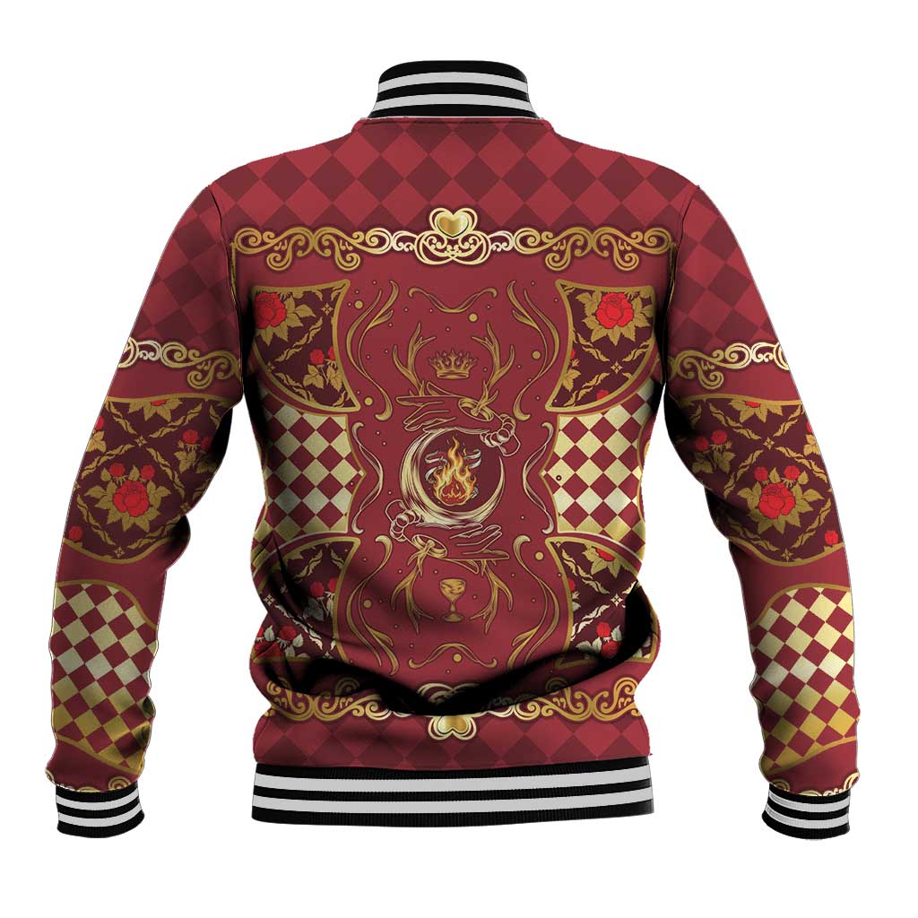 Zodiac Signs Baseball Jacket The Fire Element Baroque Hearts Card